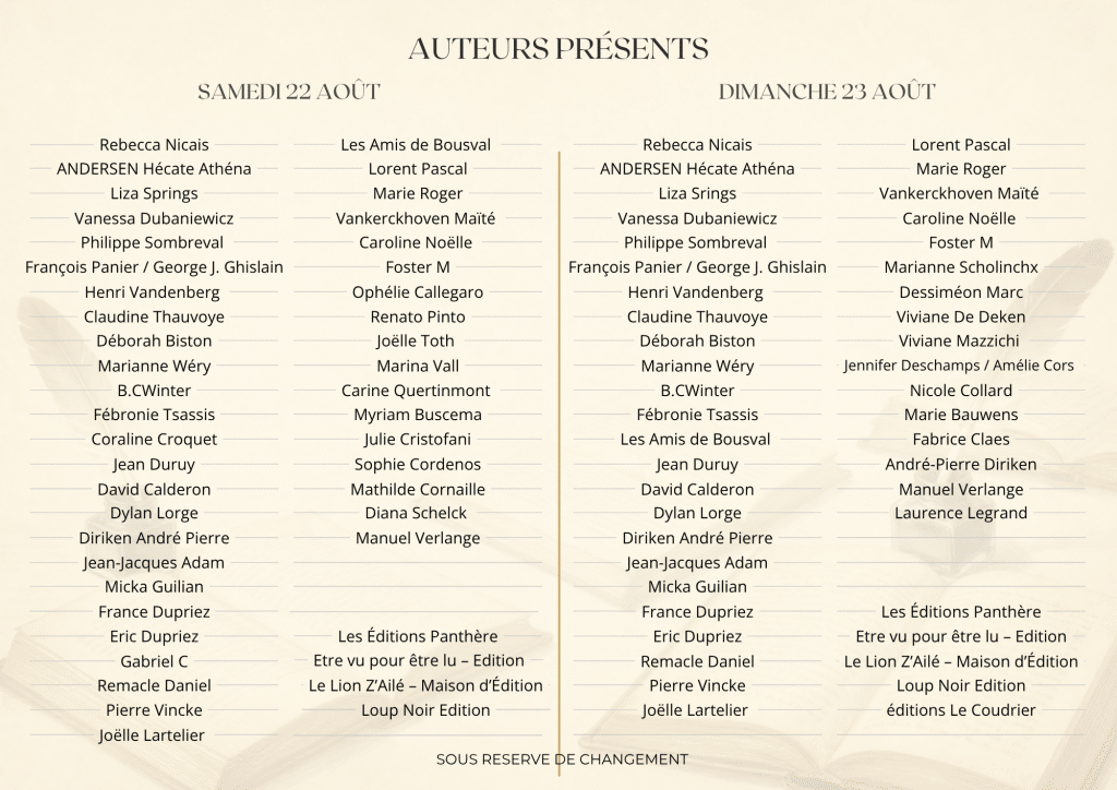 Auteurs Présents salon littéraire Bousval 2026